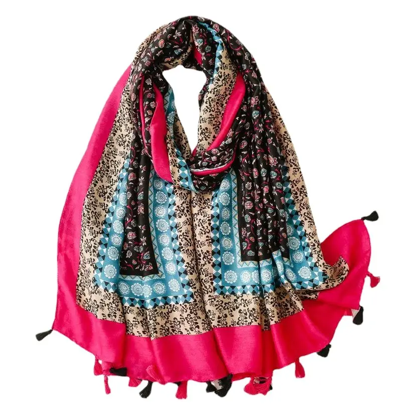 Autumn Winter Tassel Cotton Linen Scarf Women
