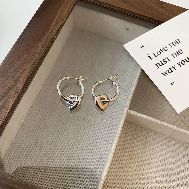 Sweet Hollow Love Earrings Women Korean Style 925 Silver - Image 4