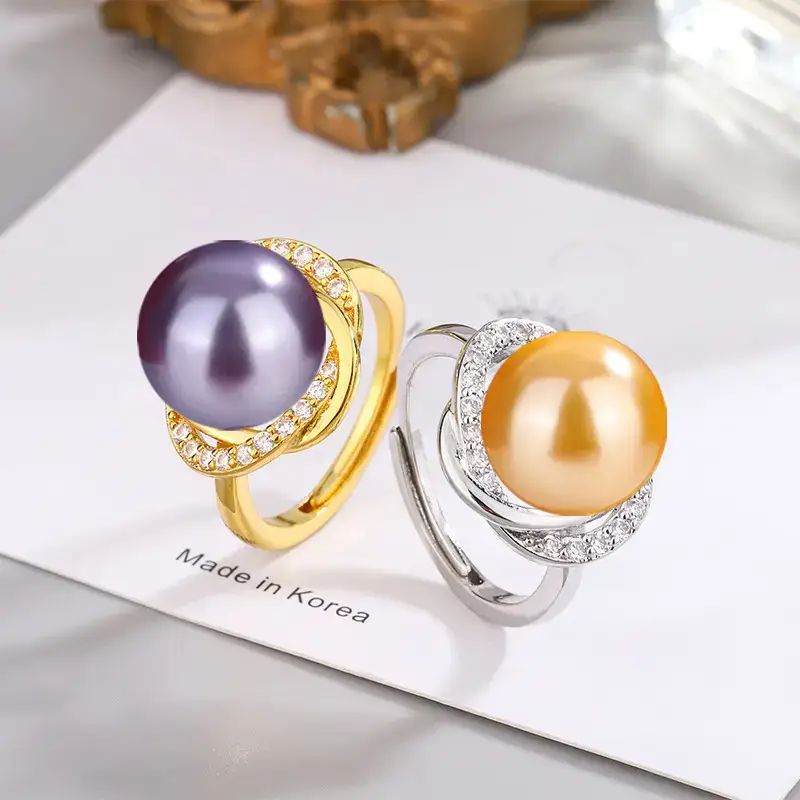Tuhao Gold Pearl Ring with Zircon Border - Image 31