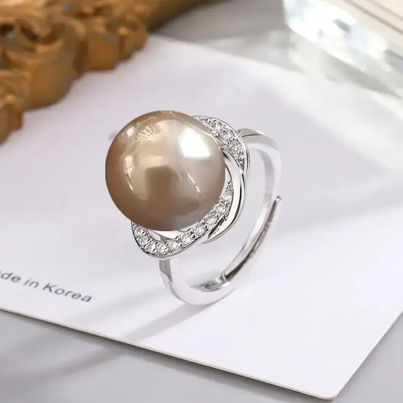 Tuhao Gold Pearl Ring with Zircon Border — feature 19