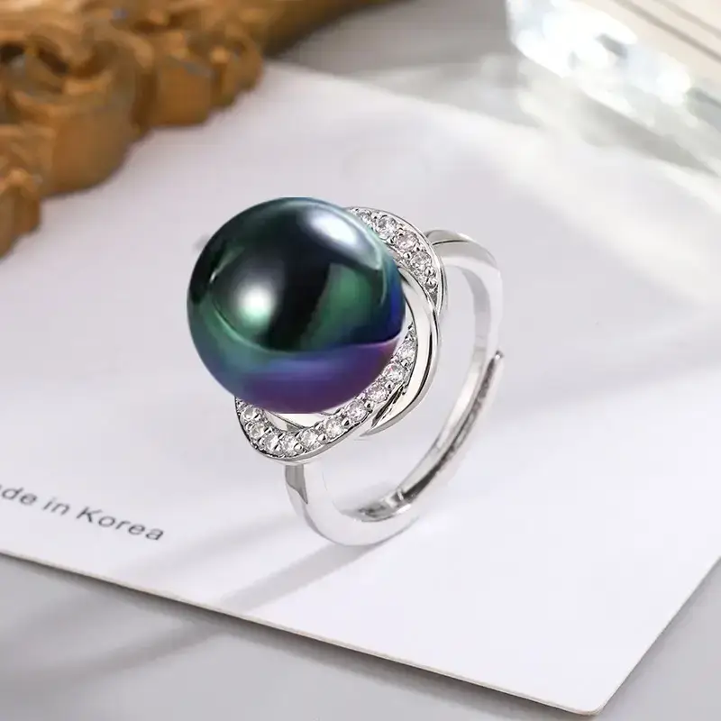 Tuhao Gold Pearl Ring with Zircon Border — feature 21
