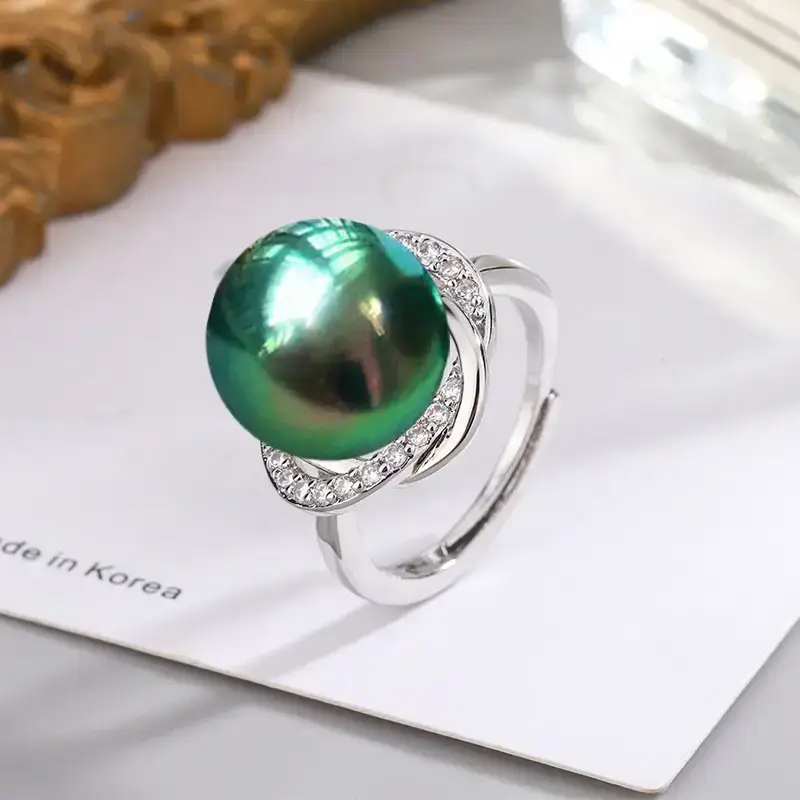 Tuhao Gold Pearl Ring with Zircon Border — feature 24