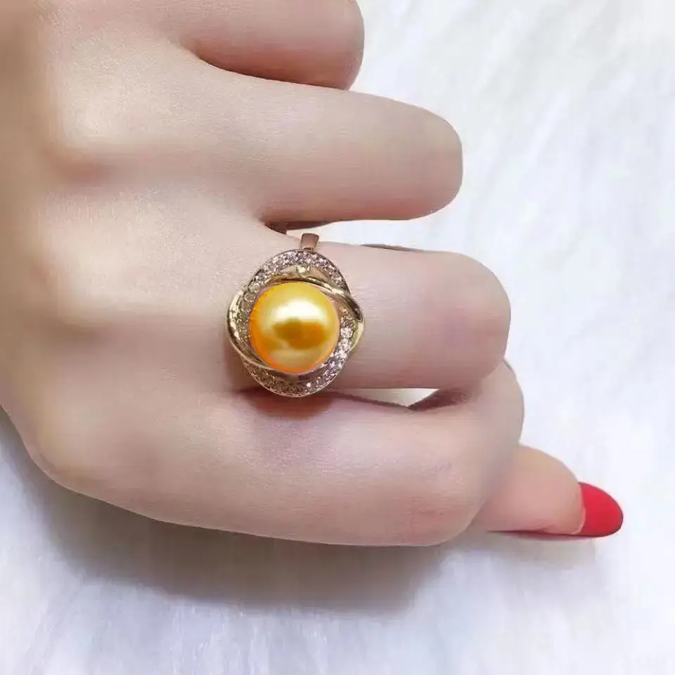 Tuhao Gold Pearl Ring with Zircon Border — feature 28