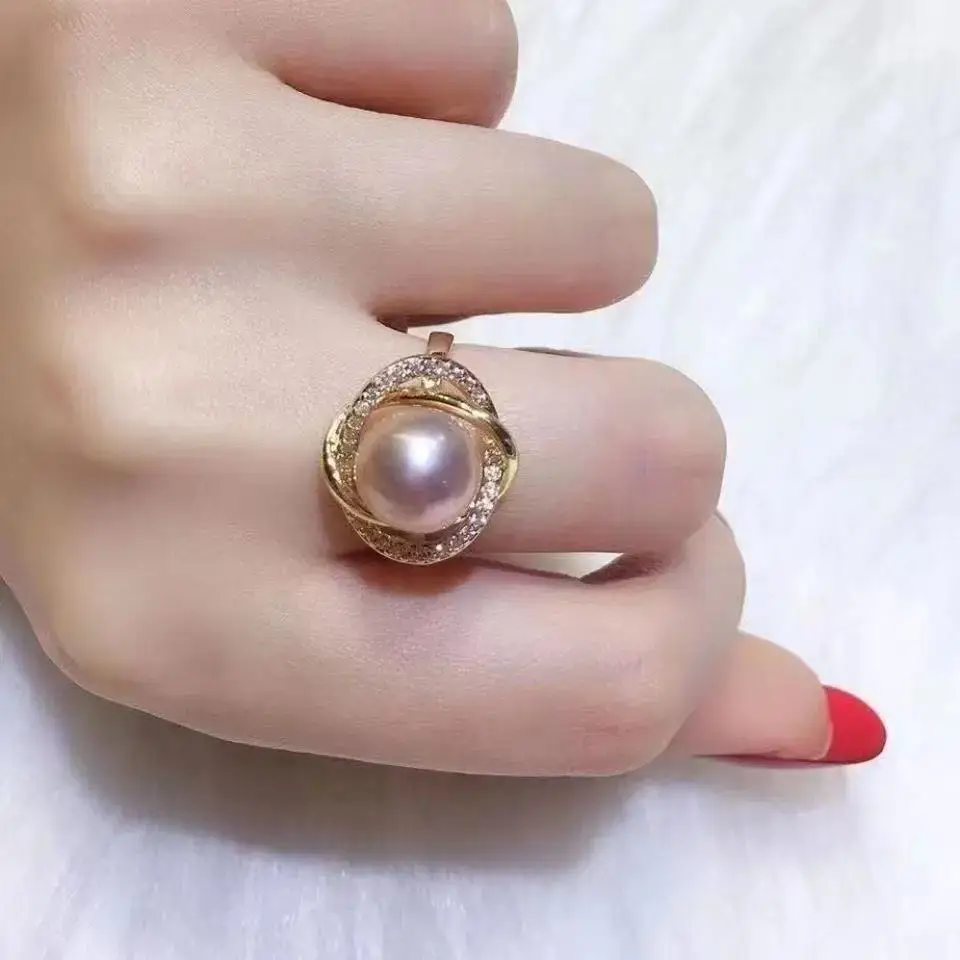 Tuhao Gold Pearl Ring with Zircon Border — feature 29