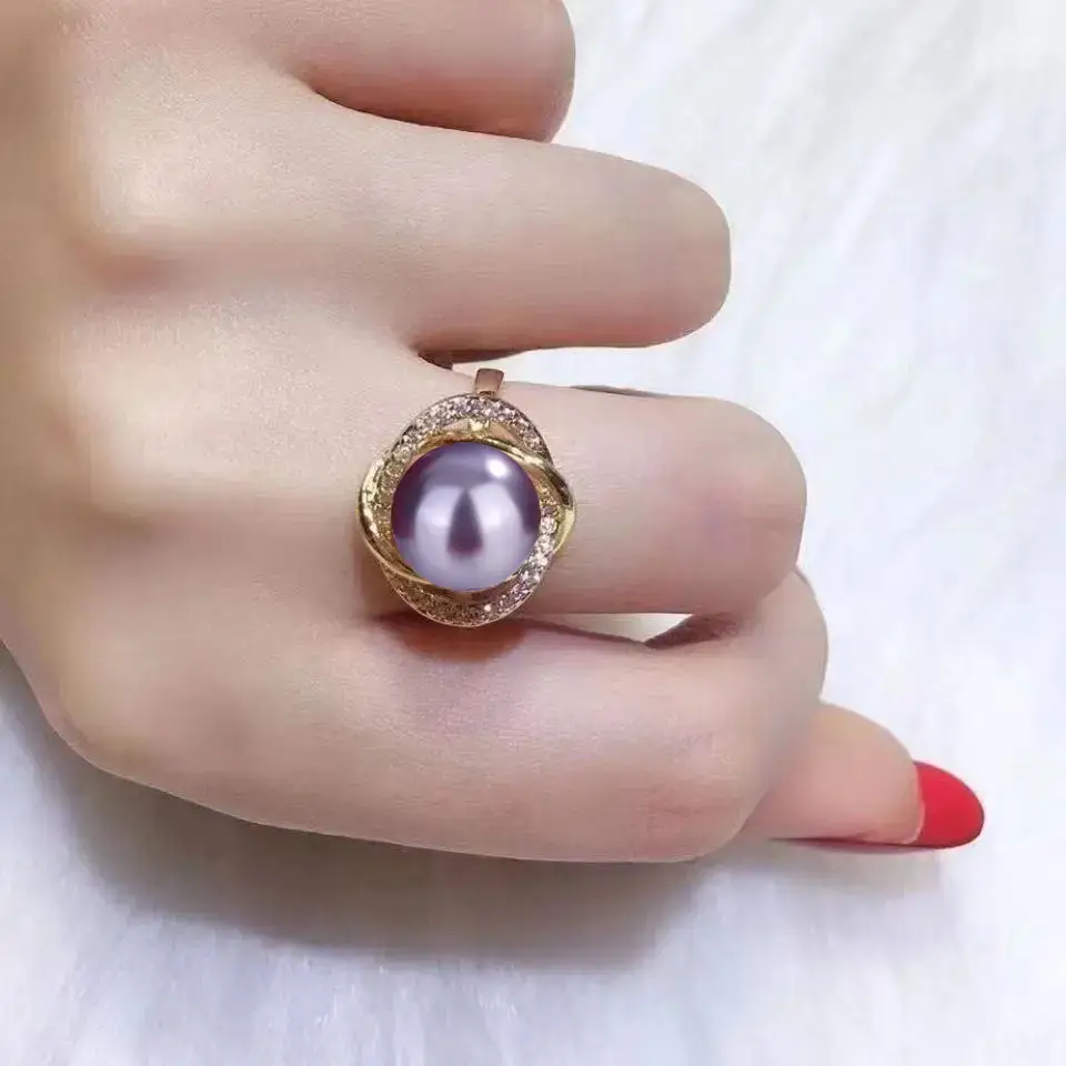 Tuhao Gold Pearl Ring with Zircon Border — feature 30