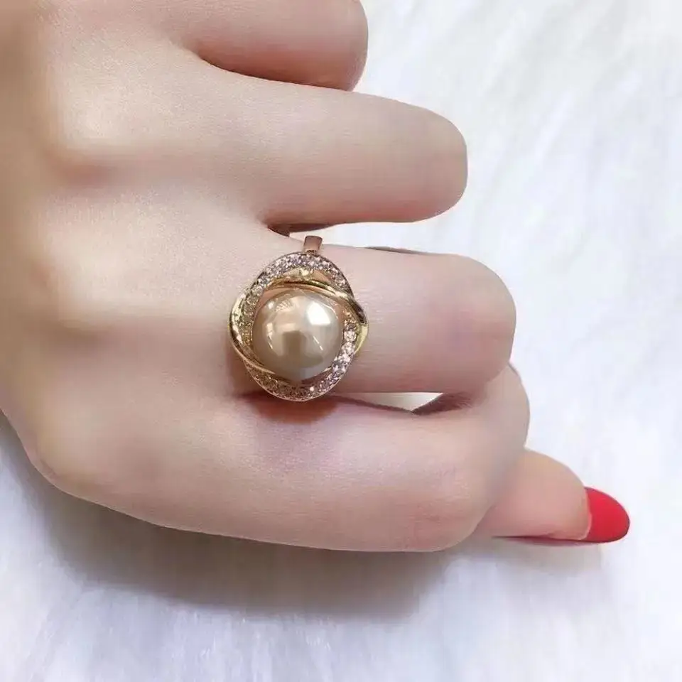 Tuhao Gold Pearl Ring with Zircon Border — feature 31