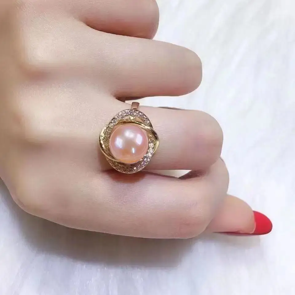 Tuhao Gold Pearl Ring with Zircon Border — feature 32