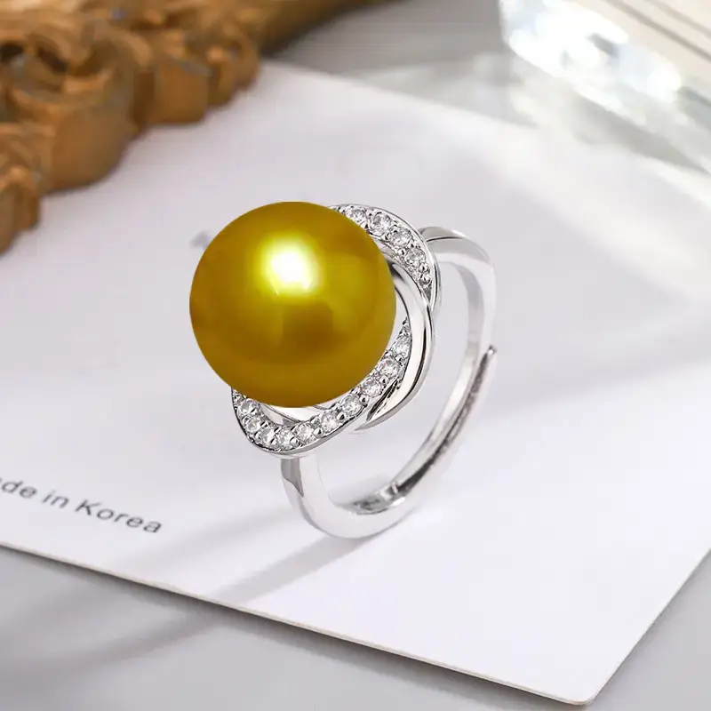 Tuhao Gold Pearl Ring with Zircon Border - Image 15