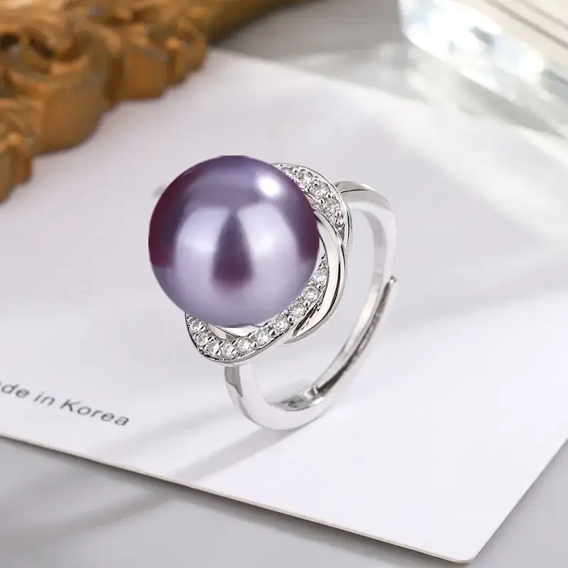 Tuhao Gold Pearl Ring with Zircon Border - Image 19