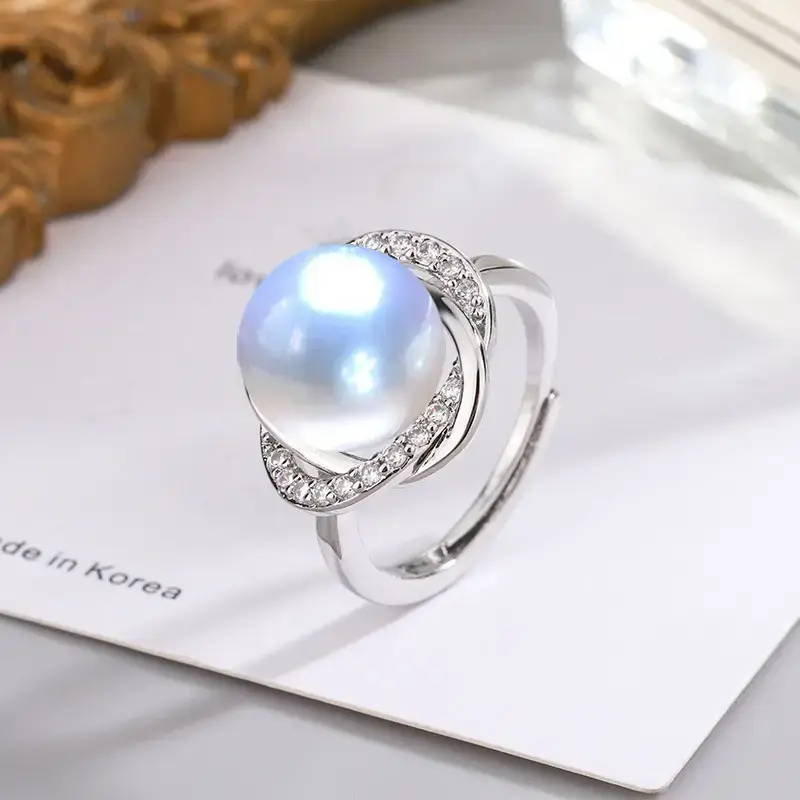 Tuhao Gold Pearl Ring with Zircon Border - Image 22