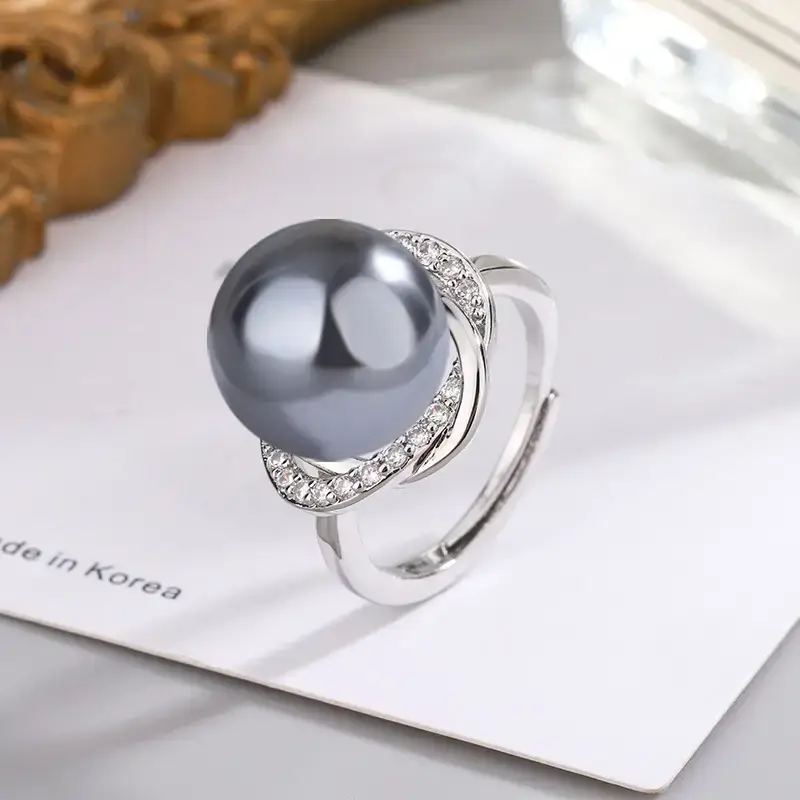 Tuhao Gold Pearl Ring with Zircon Border - Image 24