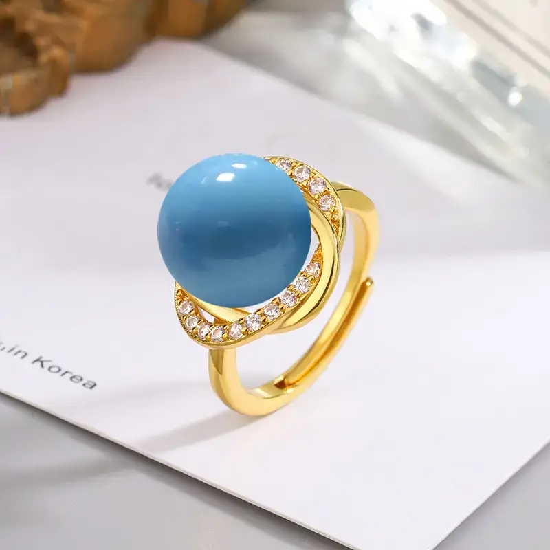 Tuhao Gold Pearl Ring with Zircon Border - Image 29
