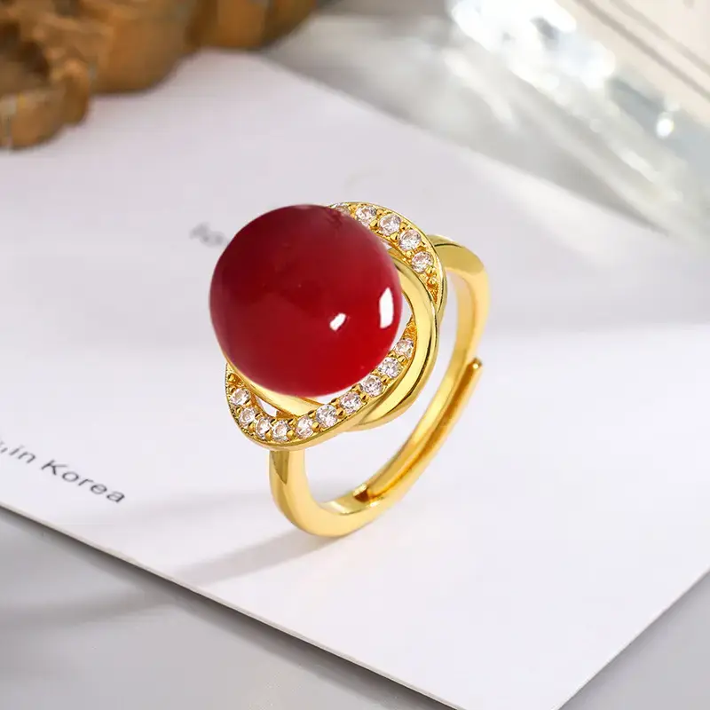 Tuhao Gold Pearl Ring with Zircon Border - Image 5