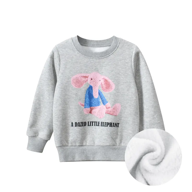 Girls Cotton Sweater Grey Little Elephant Print - Image 5