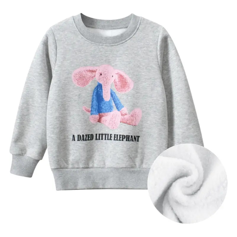 Girls Cotton Sweater Grey Little Elephant Print