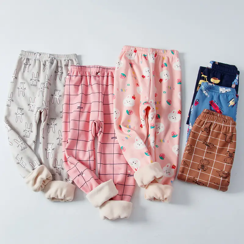 Children Fleece Lined Cartoon Pants Warm Winter Pants - Image 8