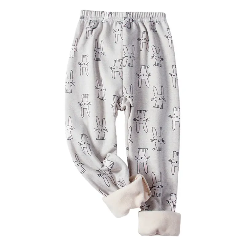 Children Fleece Lined Cartoon Pants Warm Winter Pants
