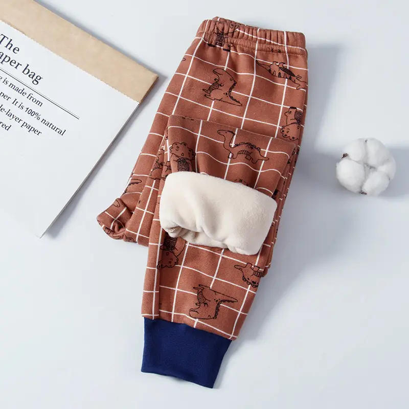 Children Fleece Lined Cartoon Pants Warm Winter Pants - Image 2