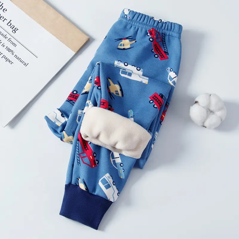 Children Fleece Lined Cartoon Pants Warm Winter Pants - Image 3