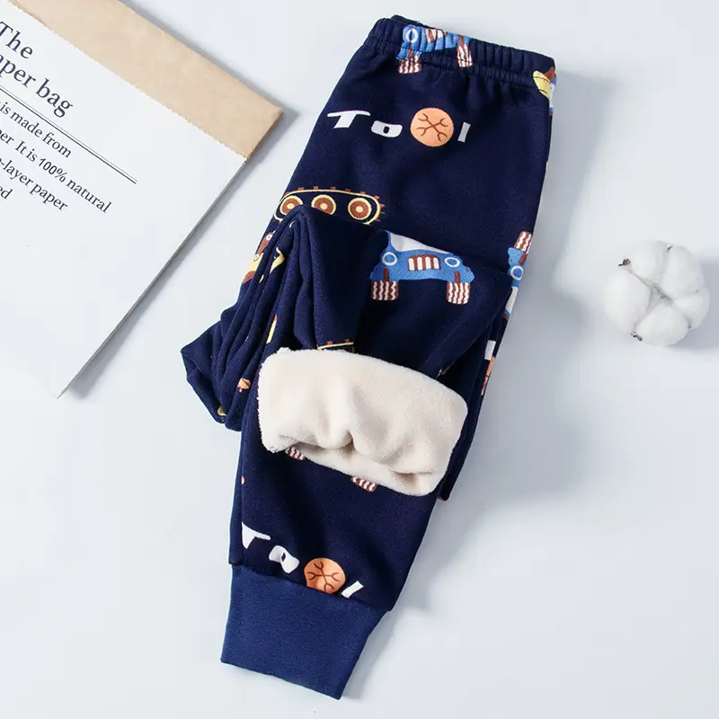 Children Fleece Lined Cartoon Pants Warm Winter Pants - Image 5