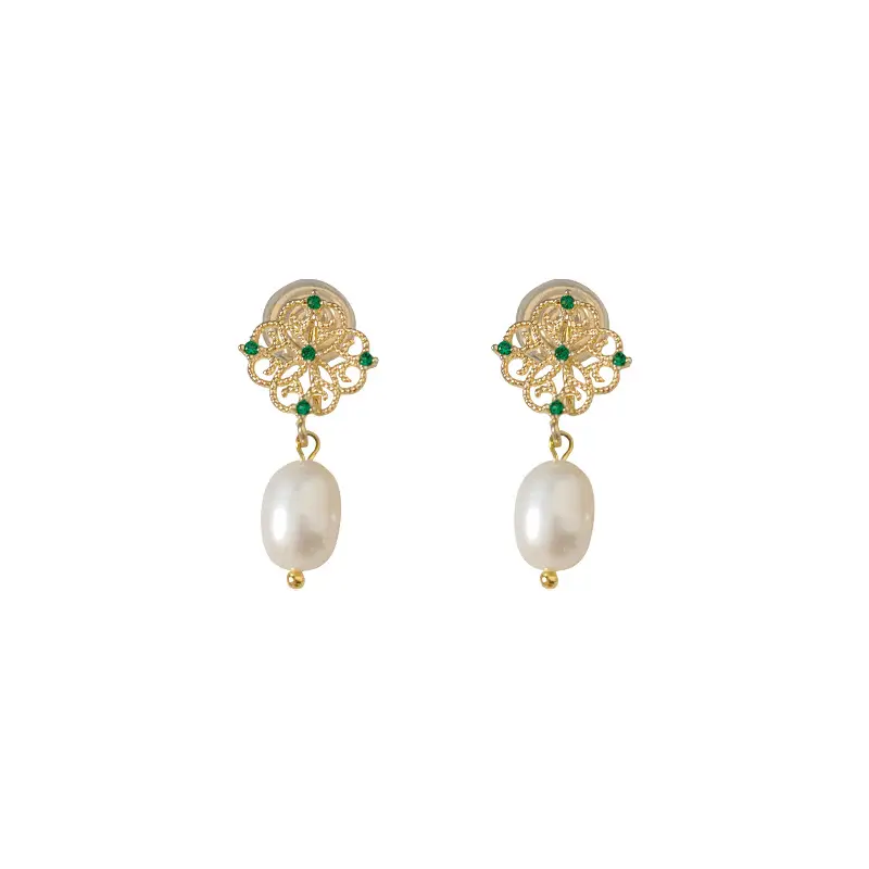 Micro-inlaid Zircon Pearl Earrings for Women - Image 5