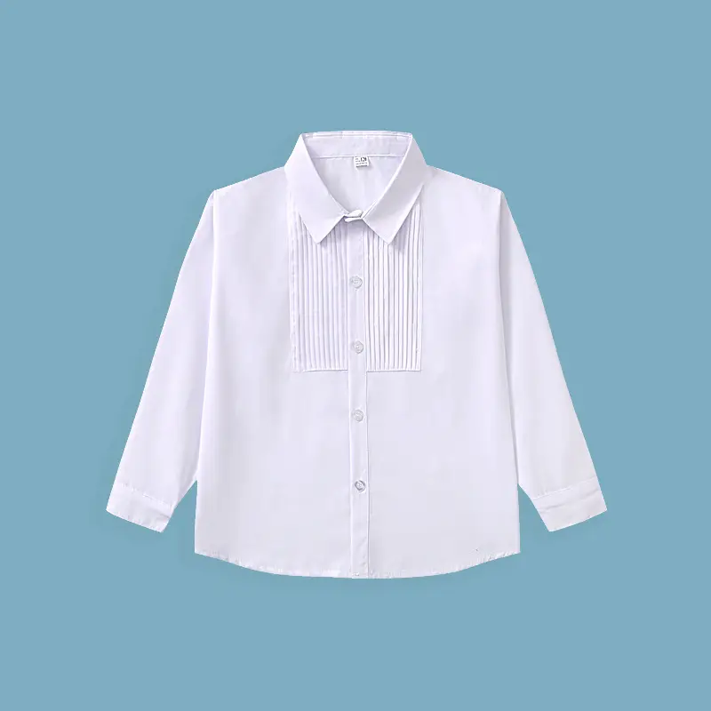 Boys White Button-Down Shirt Wrinkle-Free - Image 4