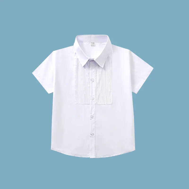 Boys White Button-Down Shirt Wrinkle-Free - Image 2