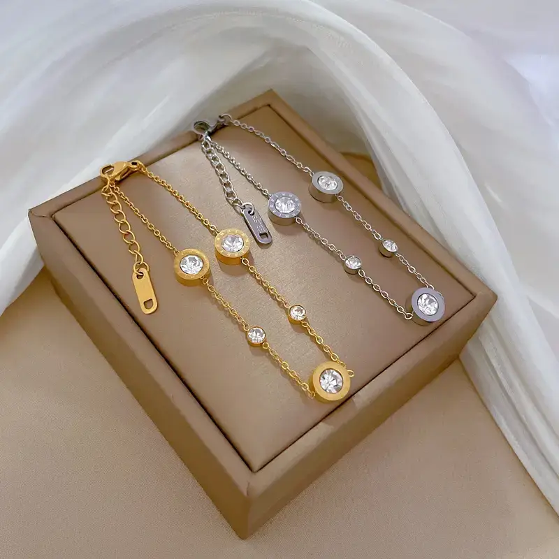 Titanium Steel Personality Chain Bracelet Gold Sparkling