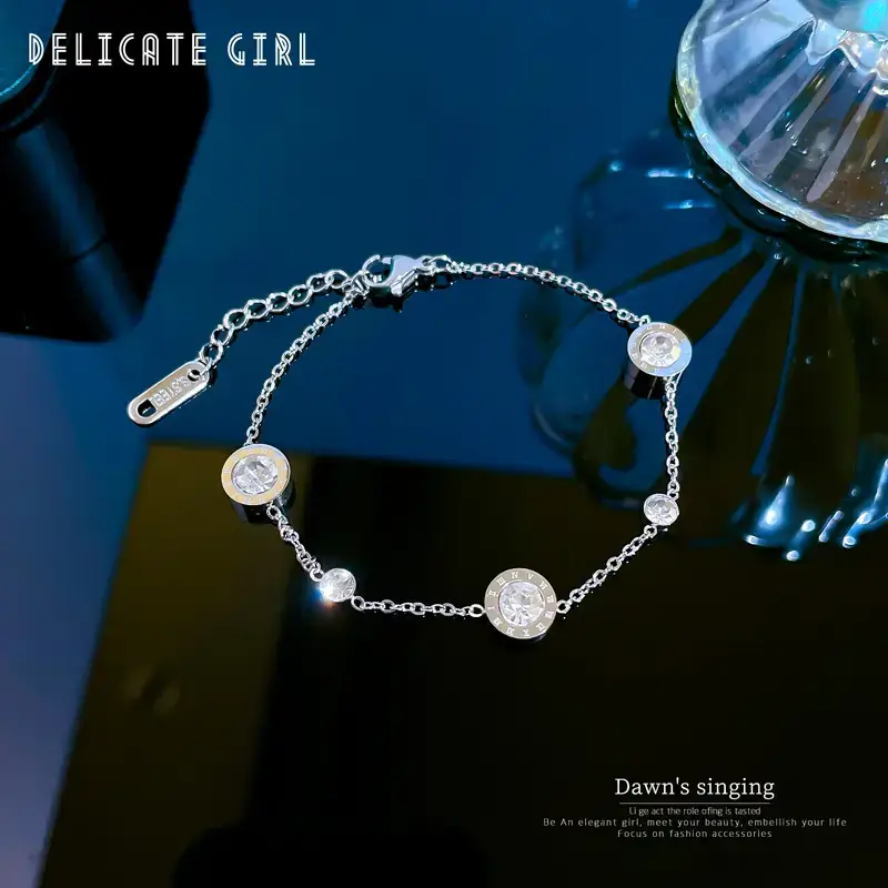 Titanium Steel Personality Chain Bracelet Gold Sparkling