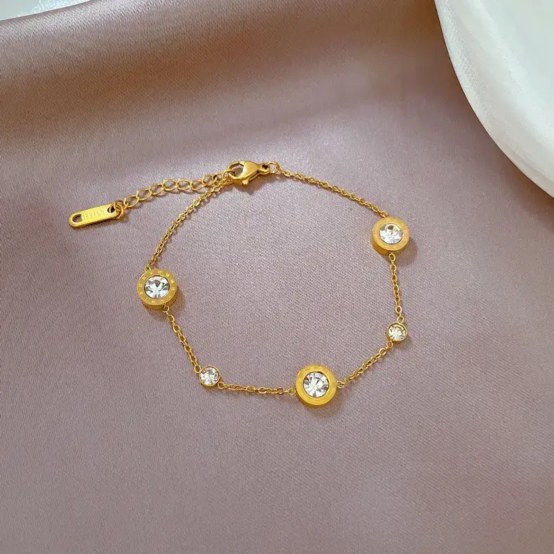 Titanium Steel Personality Chain Bracelet Gold Sparkling