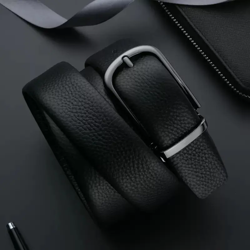 Cowhide Belt for Men 3.3cm Wide Real Denim All Match - Image 5