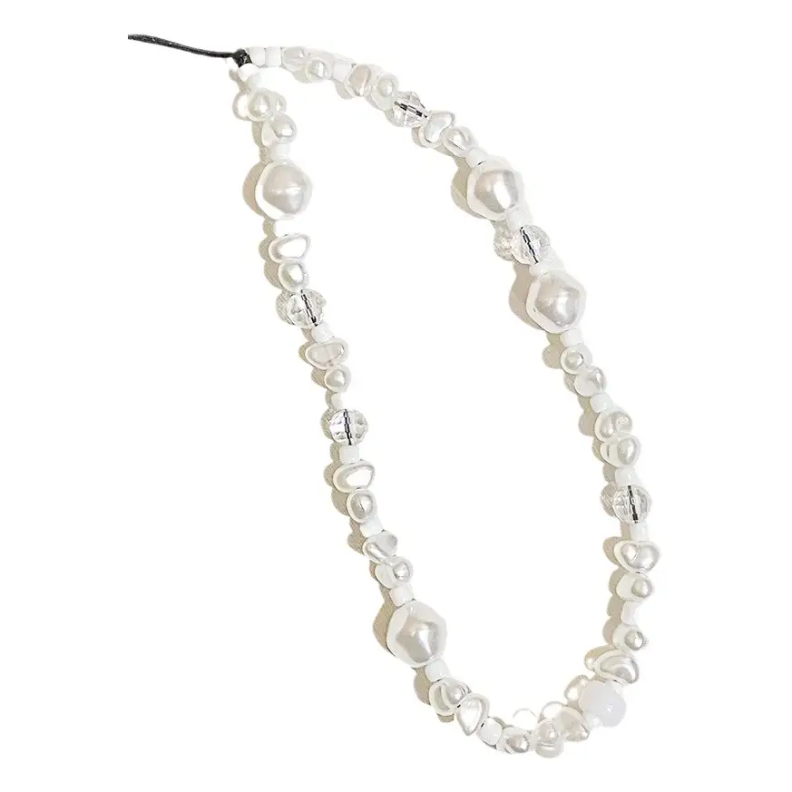 Japanese Korean Style Crystal Beaded Mobile Chain Pearl Lanyard