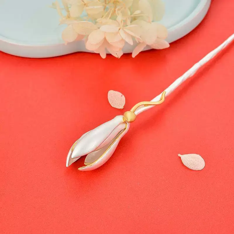 S925 Silver Magnolia Flower Hairpin for Women — feature 1