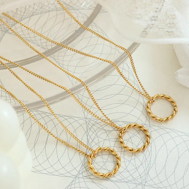 Golden C-Shape Earrings Necklace Set for Women - Image 8