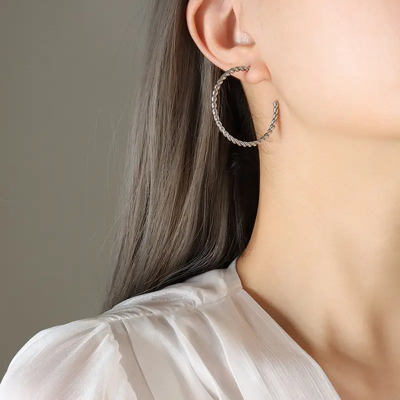 Golden C-Shape Earrings Necklace Set for Women - Image 5