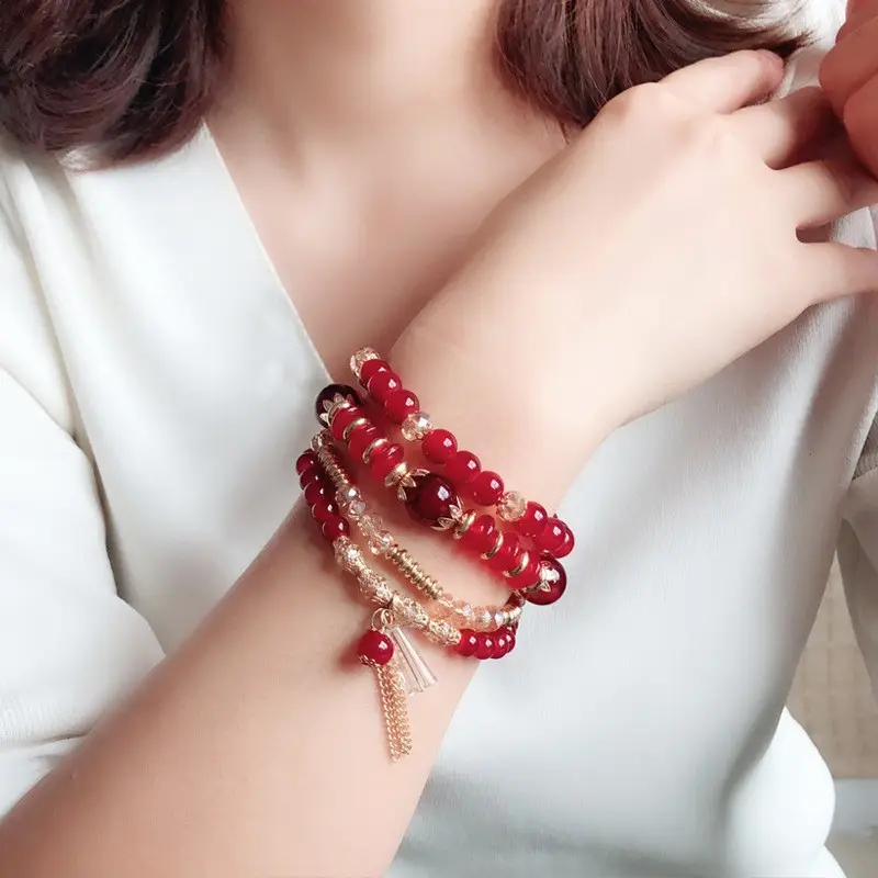 4 Pack Bohemian Multi Layer Beaded Crystal Bracelets - Image 7
