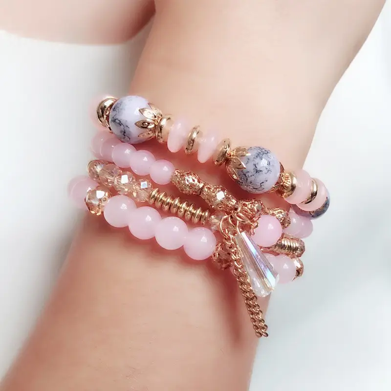 4 Pack Bohemian Multi Layer Beaded Crystal Bracelets - Image 8