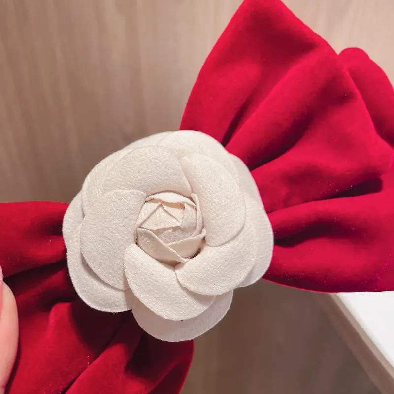 Black Velvet Camellia Hairpin for Women Autumn Winter - Image 6