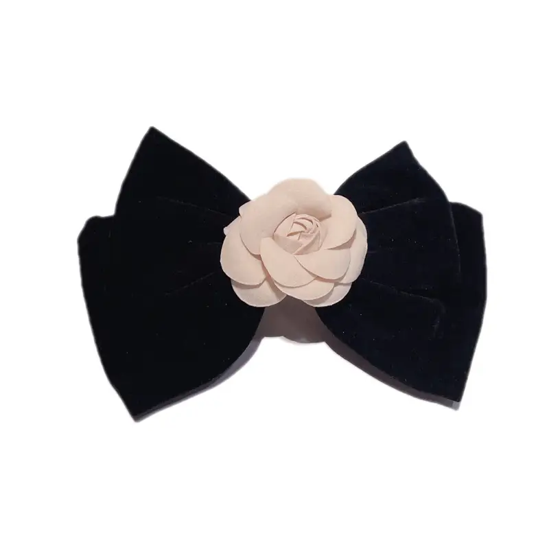 Black Velvet Camellia Hairpin for Women Autumn Winter - Image 7