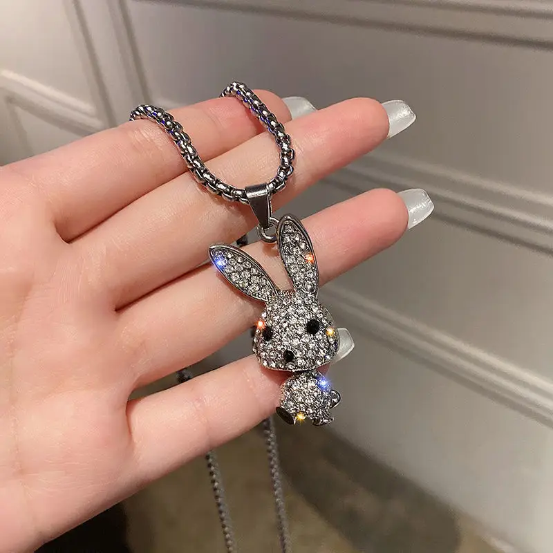Full Diamond Rabbit Pendant Necklace for Women - Image 4