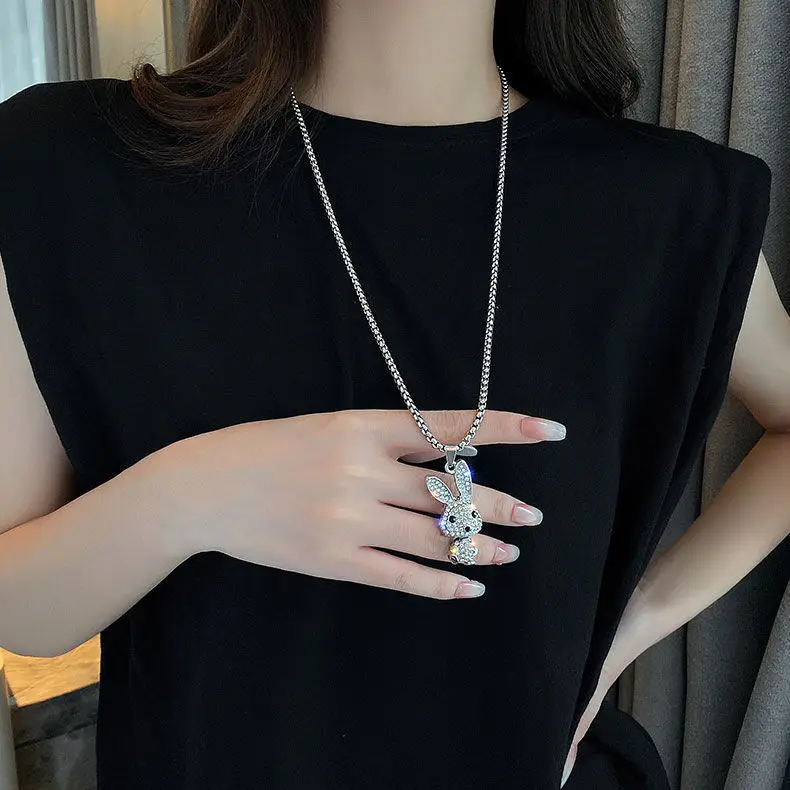 Full Diamond Rabbit Pendant Necklace for Women - Image 5
