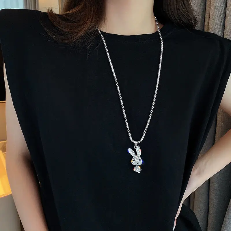 Full Diamond Rabbit Pendant Necklace for Women - Image 6