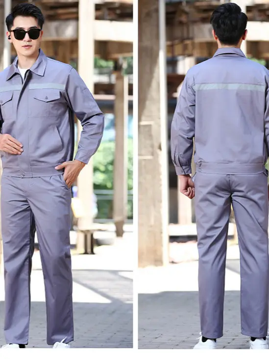 Men's Double Layer Workwear Set Gray Reflective - Image 13