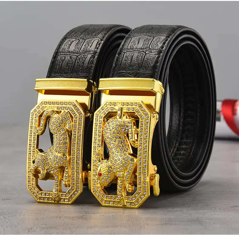 Gold Croc Belt Automatic Buckle Men's Belt — feature 11