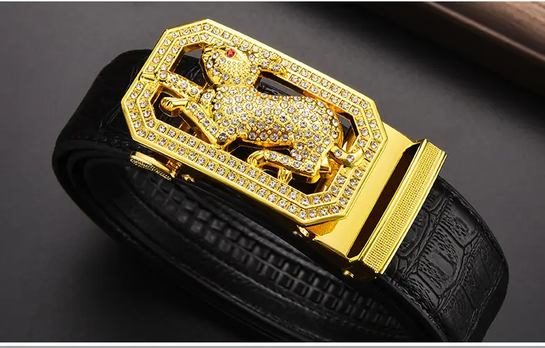 Gold Croc Belt Automatic Buckle Men's Belt — feature 12