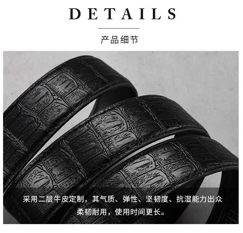 Gold Croc Belt Automatic Buckle Men's Belt — feature 13