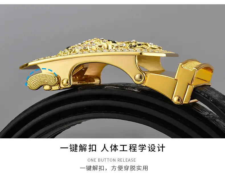Gold Croc Belt Automatic Buckle Men's Belt — feature 15