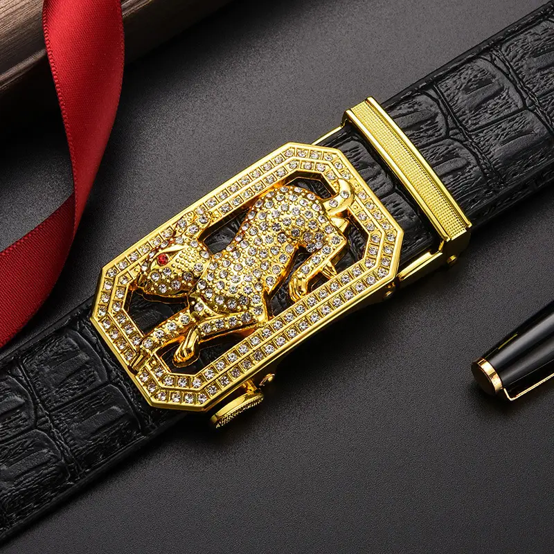 Gold Croc Belt Automatic Buckle Men's Belt — feature 19