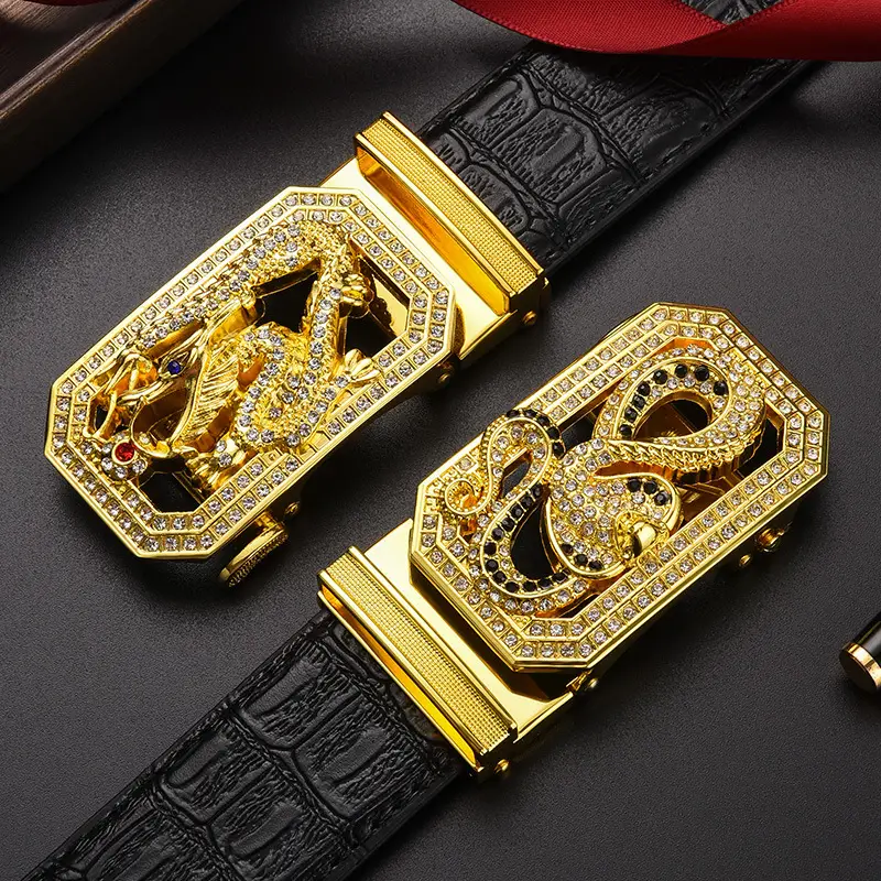 Gold Croc Belt Automatic Buckle Men's Belt — feature 20
