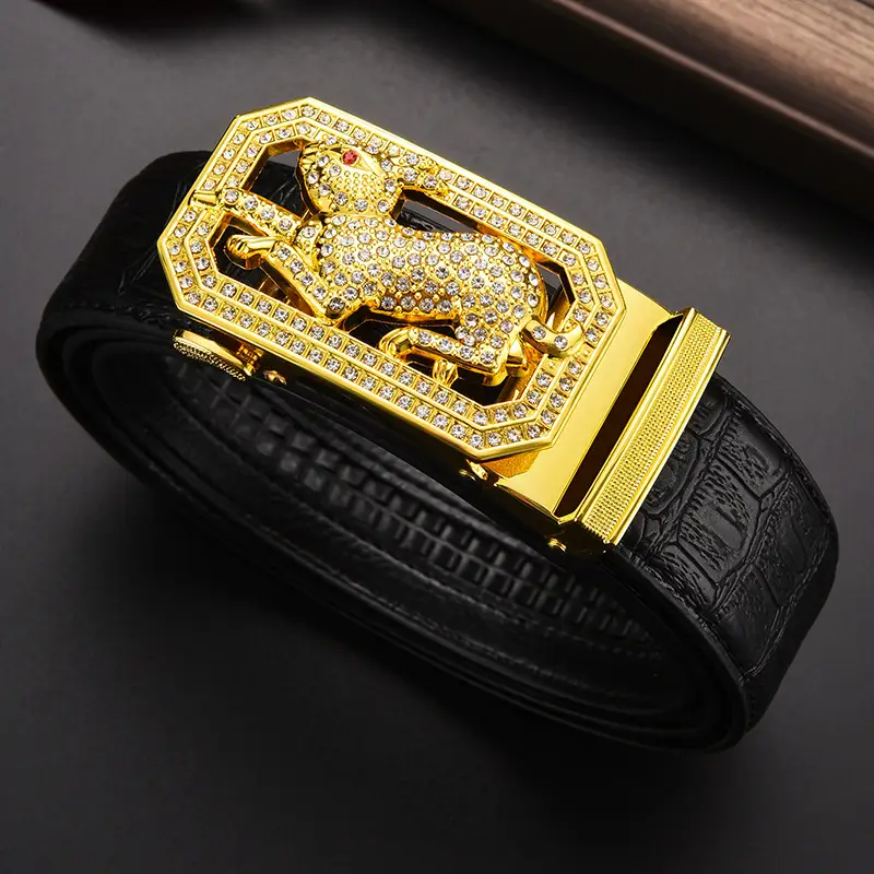 Gold Croc Belt Automatic Buckle Men's Belt — feature 21